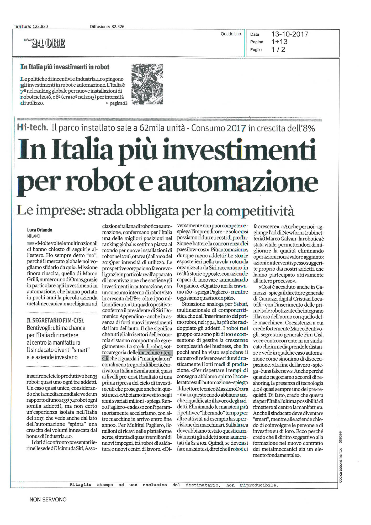 Azione il sole 24 ore sales