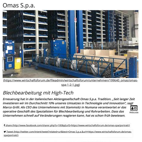 Omas S.p.a. – Wirtschaftsforum on line