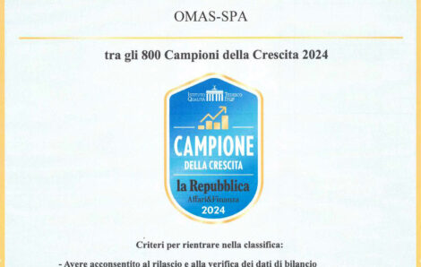 Attestato “Campioni della crescita 2024”