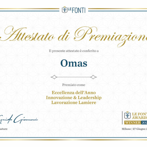 Attestato di premiazione “Le Fonti Awards 2024”